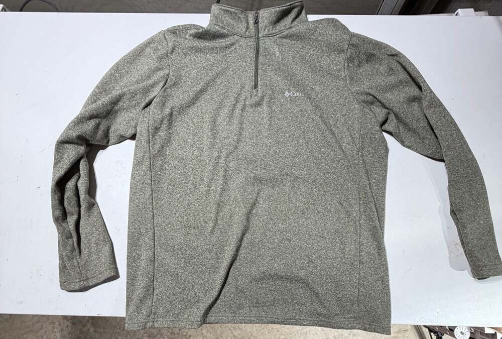 Columbia Sportswear Mens Heather Green Quarter Zip Fleece Pullover